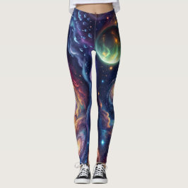 Legging Padrão Cósmico de Planetas da Galáxia