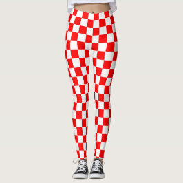 Legging Padrão croata vermelho e branco verificado