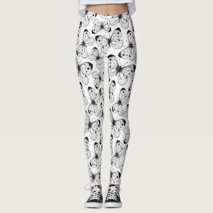 Legging Padrão da borboleta de repolho