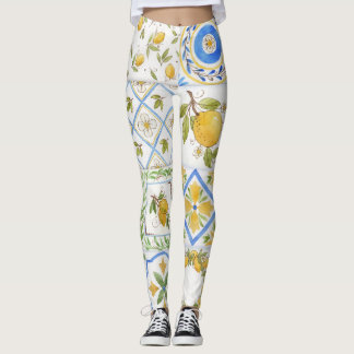 Legging Padrão da Praça da Aquarela de Lemões Sicilianos