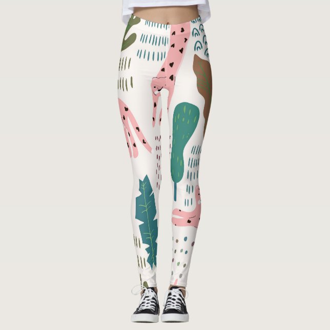 Legging Padrão da selva, impressão do leopardo, safra. (Frente)