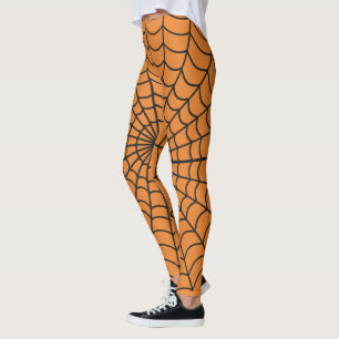 Legging Padrão da Web Spider ~ Orange ~ Halloween ~