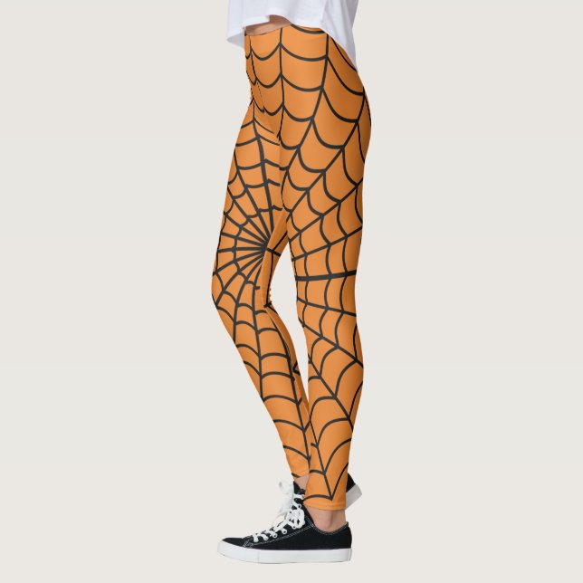 Legging Padrão da Web Spider ~ Orange ~ Halloween ~ (Esquerda)