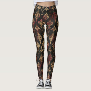 Legging Padrão Damasco Ouro Persa Noir (5)