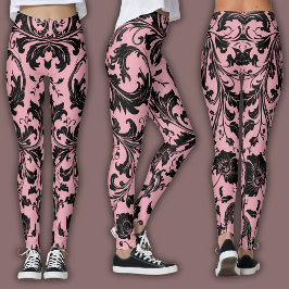 Legging Padrão Damasko | Bege Rosa & Preto