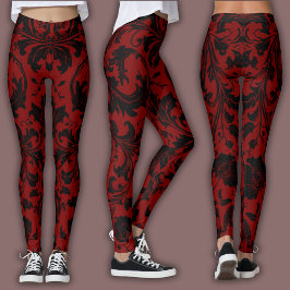 Legging Padrão Damasko | Vinho Preto e Vermelho