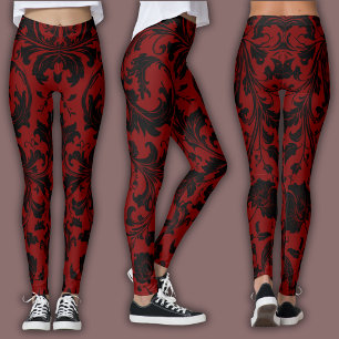 Legging Padrão Damasko   Vinho Preto e Vermelho