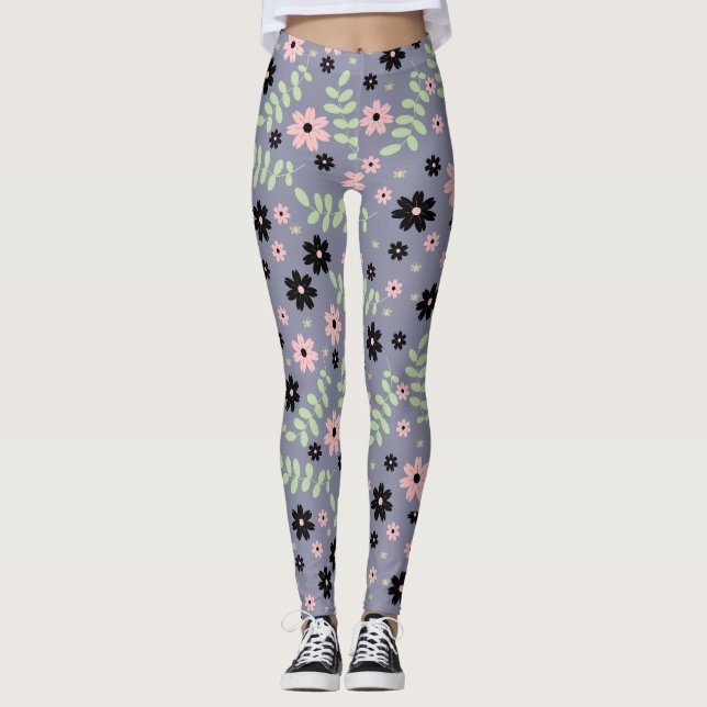 Legging padrão das flores de cereja (Frente)