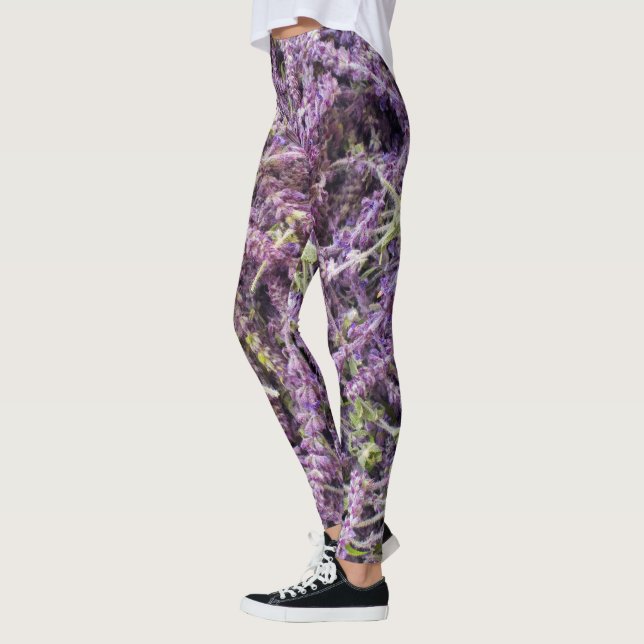 Legging padrão das flores lavandas (Esquerda)