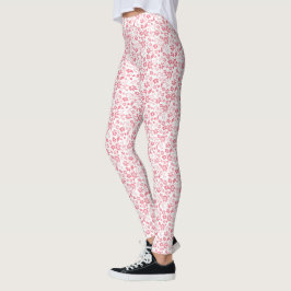 Legging Padrão das flores tropicais cor-de-rosa-claro