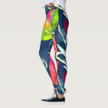 Legging Padrão das folhas tropicais de cor aquosa moderna<br><div class="desc">A moderna coloração aquática havaiana das folhas tropicais tem uma legagem padrão.</div>