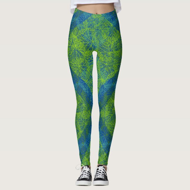 Legging Padrão das plantas.12c Azul BG (Frente)