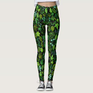 Legging Padrão das plantas.14b Preto BG