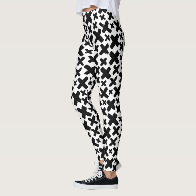 Legging Padrão de abertura de tinta preta (Esquerda)