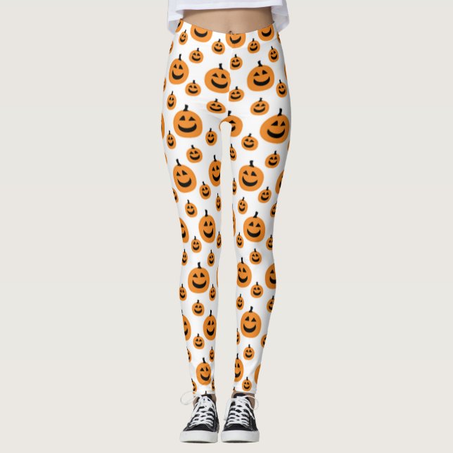 Legging Padrão de Abóbora Divertido (Frente)