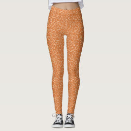 Legging Padrão de Abóbora Laranja Outono Halloween Festa