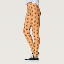Legging Padrão de Abóboras Kawaii de Halloween