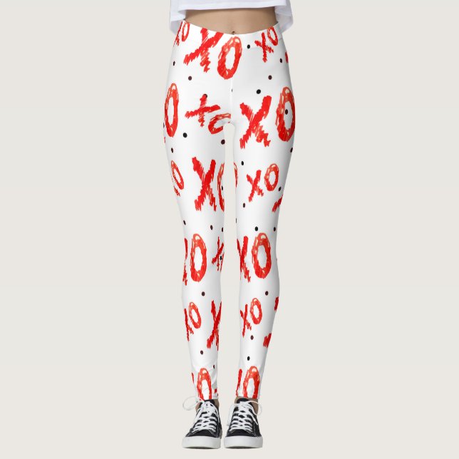 Legging Padrão de Abraços e Beijos Vermelhos (Frente)