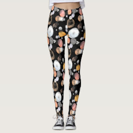 Legging Padrão de Abstração Moderno - Dólar Rosa Preto
