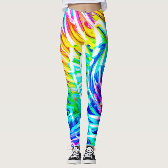 Legging Padrão de Abstrações Coloridas (Frente)