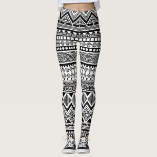 Legging Padrão de abstrato asteca mexicana