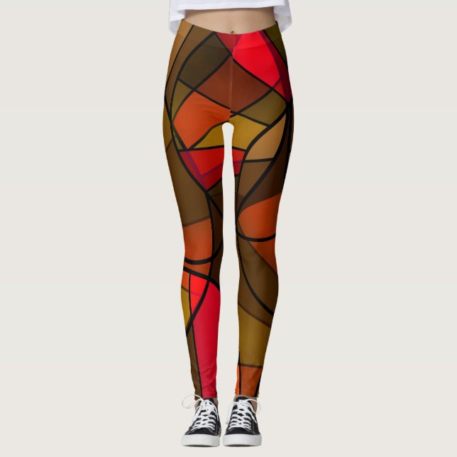 Legging Padrão de abstrato colorida (Frente)