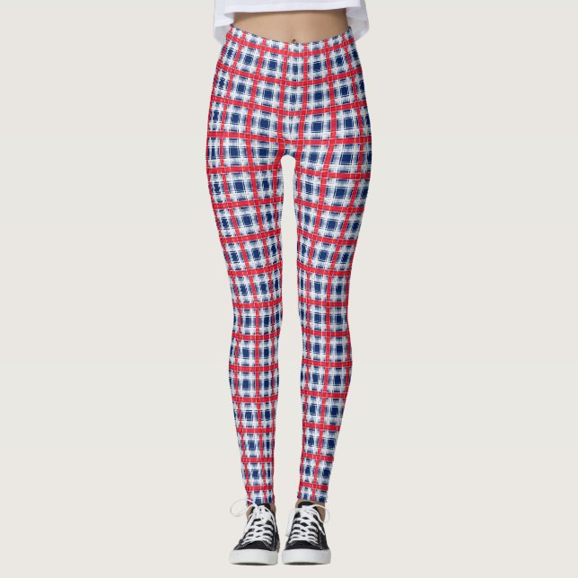 Legging Padrão de abstrato com linha de xadrez sem costura (Frente)