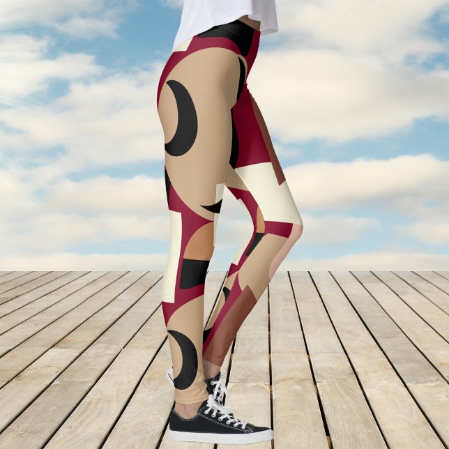 Legging Padrão de Abstrato cor laranja queimada a frio (Bold Burnt Orange Colorful Abstract Pattern Leggings)