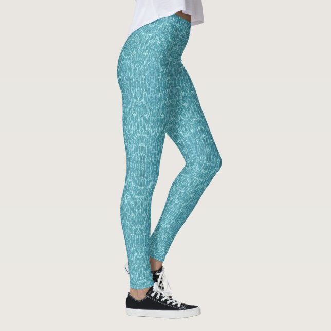 Legging Padrão de Abstrato de Aqua Turquoise Moderna (Direita)