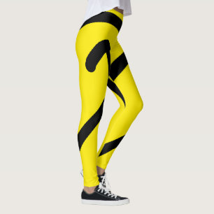 Legging Padrão de Abstrato de Arte Minimalista Amarelo Ne