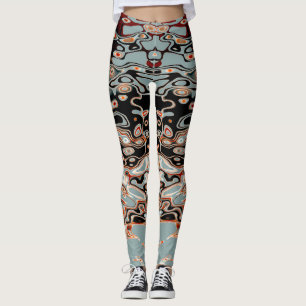 Legging Padrão de Abstrato de cor retrorreflector em negri