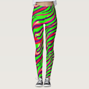 Legging Padrão de Abstrato de faixa de impressão zebra col