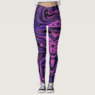 Legging Padrão de Abstrato de Fluido Roxo Elétrico