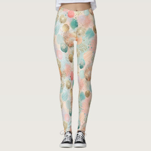 Legging Padrão de Abstrato de Glitter Pastel Confetti
