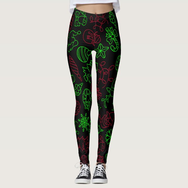 Legging Padrão de Abstrato de Natal (Frente)