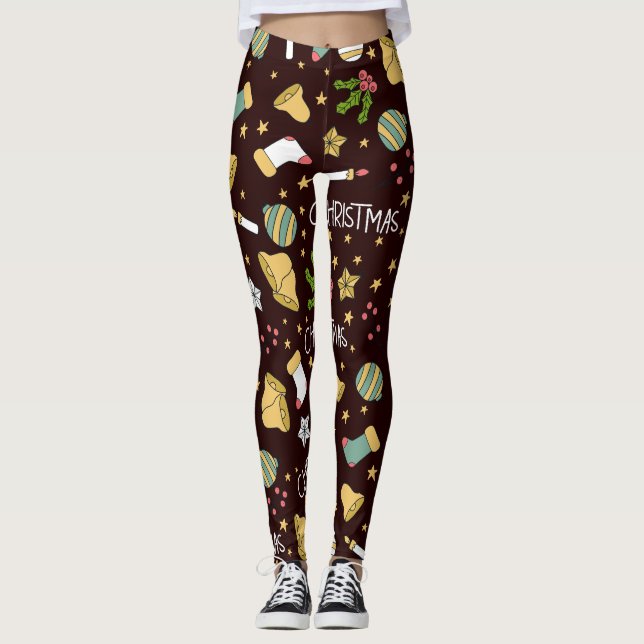 Legging Padrão de Abstrato de Natal minimalista (Frente)