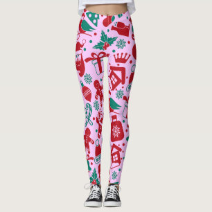 Legging Padrão de Abstrato de Natal moderno
