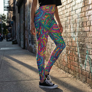 Legging Padrão de Abstrato de Ondas Urbanas Dinâmicas