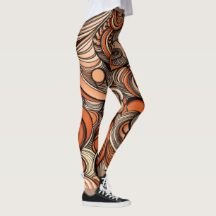 Legging Padrão de Abstrato Laranja de Pêssego Moderno