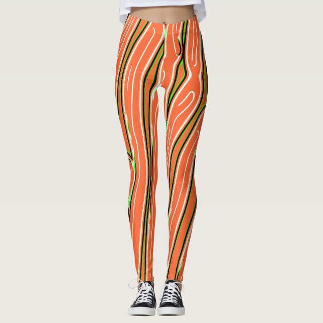 Legging Padrão de abstrato laranja "Ratti_Creative_Arts" (Frente)