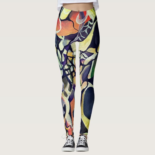 Legging Padrão de Abstrato Moderno de Intrato Dramático (Frente)