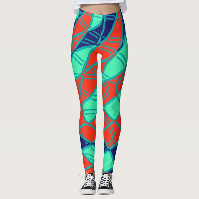 Legging Padrão de abstrato multicor "Ratti_Creative_Arts" (Frente)