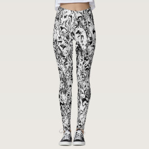 Legging Padrão de Abstrato preto e branco