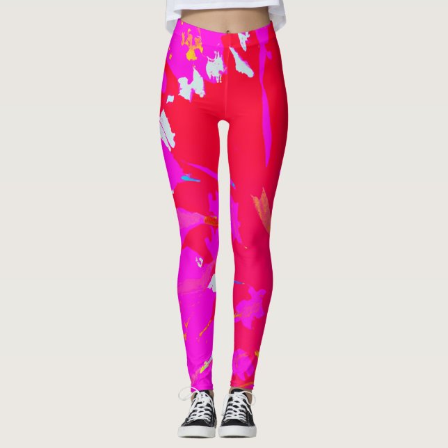 Legging Padrão de Abstrato rosa elegante (Frente)