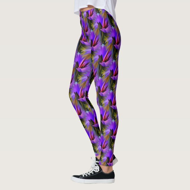 Legging Padrão De Abstrato Vermelho E Verde Roxo (Esquerda)
