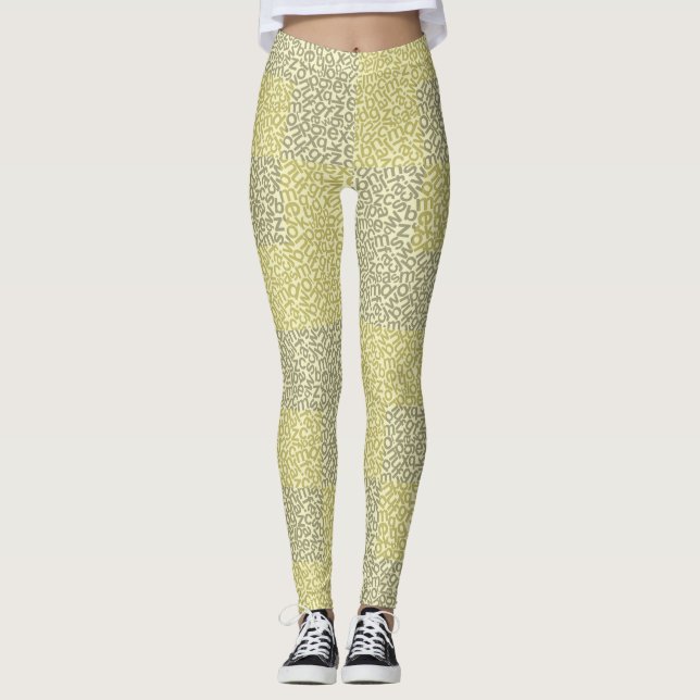 Legging Padrão de alfabetos 02 YW 2Tonesx4.bw Amarelo BG (Frente)