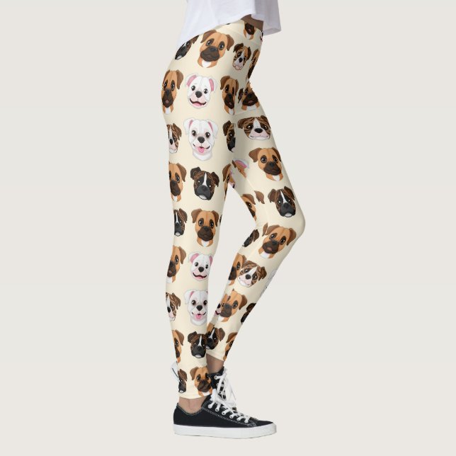 Legging Padrão de Amante de Cachorro Fofo Boxer (Direita)