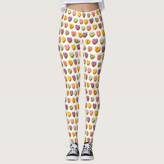Legging Padrão de Amor dos Corações Adultos (Frente)
