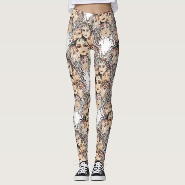 Legging Padrão de animação de pop art com elementos femini (Frente)