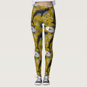 Legging Padrão de animais aquáticos vida submarina do